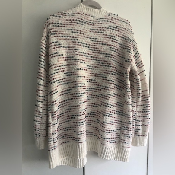 Maurices Striped Cream Red Blue and Pink Fuzzy Cardigan Sweater Size Medium - Picture 4 of 4